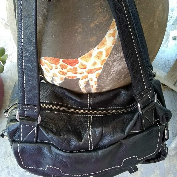 BANANA REPUBLIC BLACK LEATHER SHOULDER BAG - Picture 3 of 8